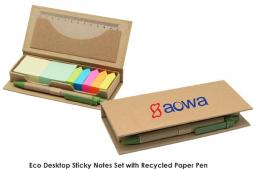 Eco Desktop Sticky Notes Set with Recycled Paper Pen